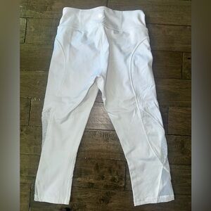 Lululemon white cropped leggings with mesh detail!